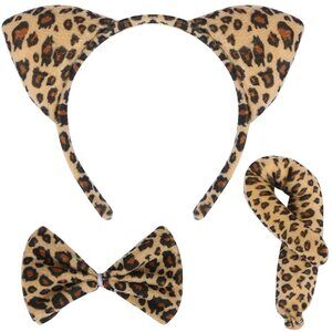 2316 Leopard Costume Set Cheetah Ears Headband Tail Bowtie